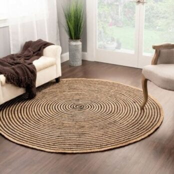 Grand tapis rond jute