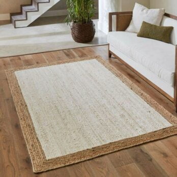 Tapis jute et blanc rectangulaire