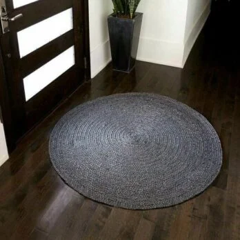 Tapis rond gris jute