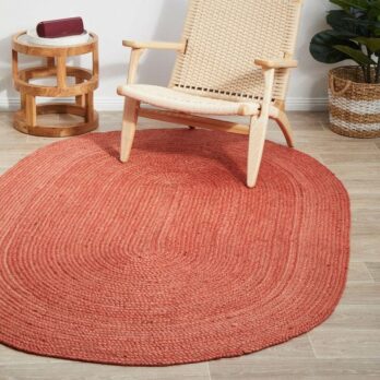 Tapis rond jute rose