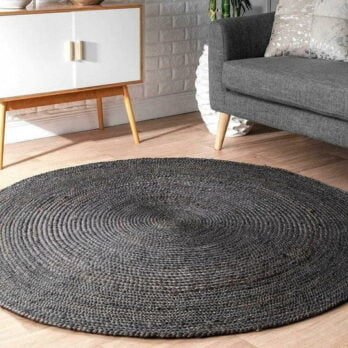 Tapis rond noir jute