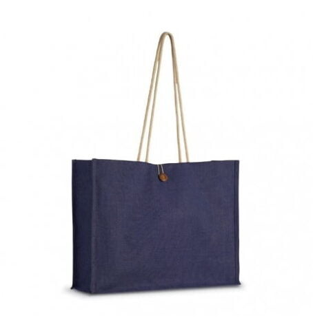 sac shopping toile de jute fermeture en bouton